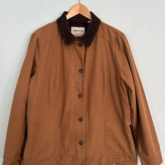 Orvis Brown Barn Chore Jacket Corduroy collar inner liner zippered Size X-Large - Picture 1 of 10